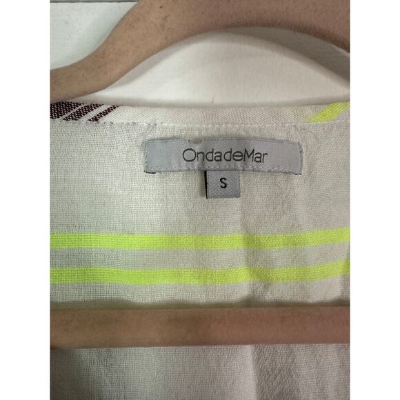 ONDADEMAR Embroidered Striped Tunic Cover-Up Top Loose Fit Swim Boho - Sz Small - Picture 2 of 7